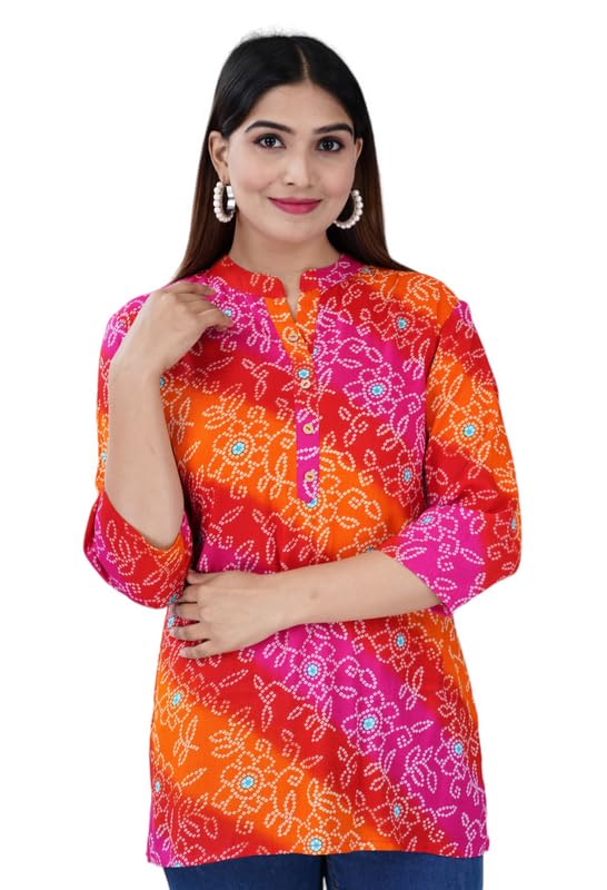 Image of Jikonet Women's Printed Rayon Straight Short Kurti