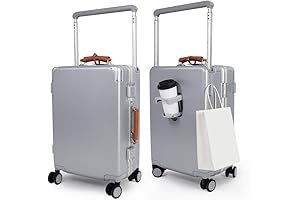 Carry On Luggage 20-Inch Aluminum Carry On Luggage with Cup Holder