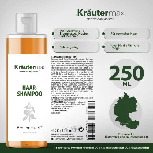 Nettle Shampoo Soap Care Shampoo with Nettle Extract 1 x 250 ml, brown, 250 ml (Pack of 1) - Image 4