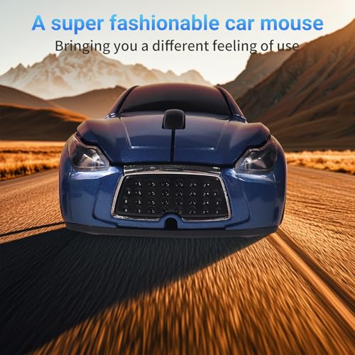 Image of elec Space Wireless Mini Mouse with Case - Cute Sports Car Shape, Lightweight & Portable, 10m Range, Plug and Play (Pearl Blue)