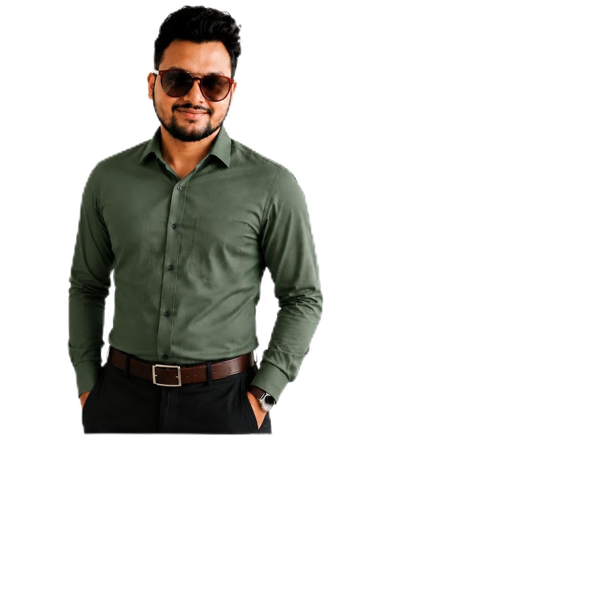 Olive Green Formal Shirt-picture-50