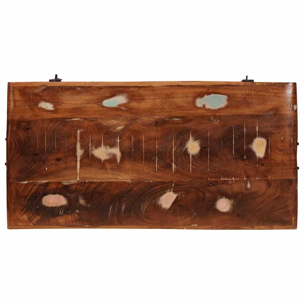 Scatola portaoggetti con porta, in legno massiccio di mango | Design rustico, manici in ferro, ampio spazio, per interni, montaggio richiesto