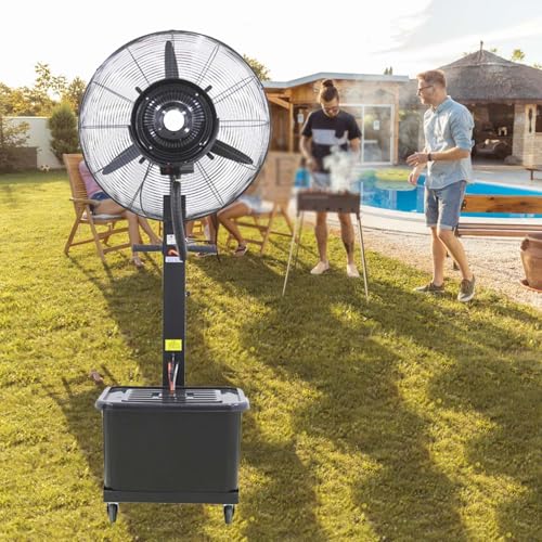 Ventilador De Pie Ventilador Nebulizador Industrial Oscilante 90° Con Nebulizador De Agua Para Tiendas Invernaderos Garajes(650MM/320W)