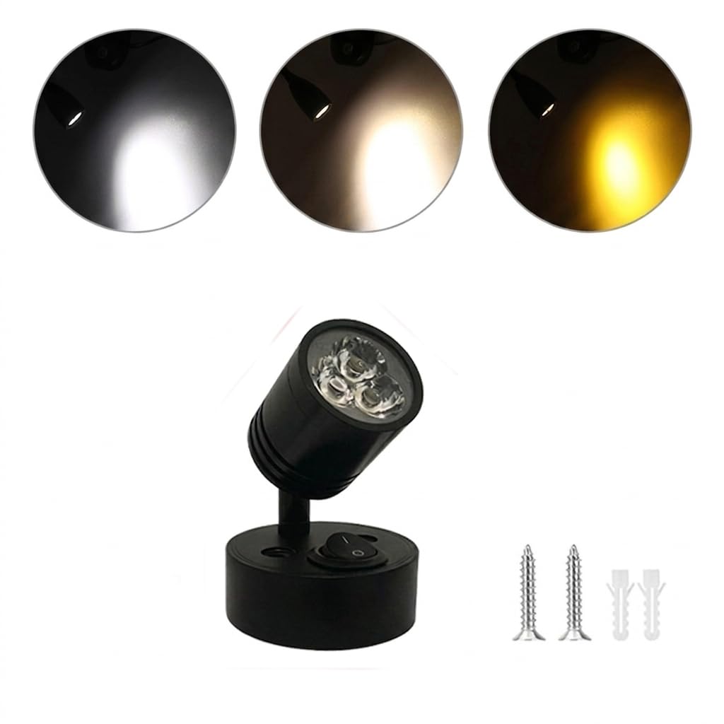YNTOXIN 12V LED Reading Light for Motorhome Caravan Boat Lamp – RV Van Interior Lights Spot Light with Switch Low Power Consumption Short Black 3000K