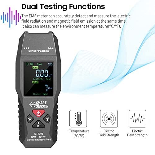 Image of SMART SENSOR ST1393 EMF Meter Electromagnetic Field EMF Detector Handheld Mini Digital LCD Electromagnetic Field Radiation Tester