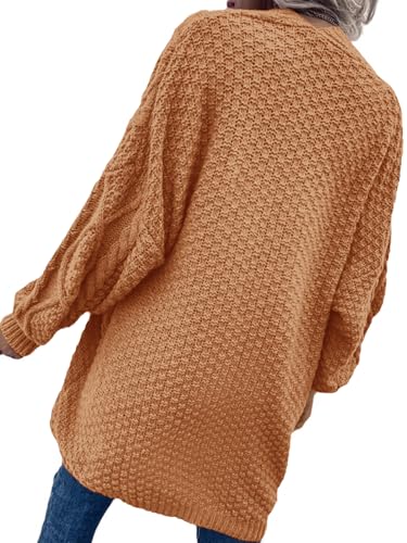 Image of Dyexces Womens Oversized Cable Knit Long Sleeve Lantern Cardigan Sweaters