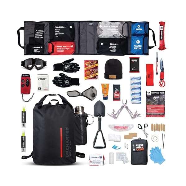 Emergency Survival Kit – Seventy2 Core by Uncharted Supply Co, Waterproof Backpack Bug-Out Bag with First Aid, Tools, Hydration & Warmth