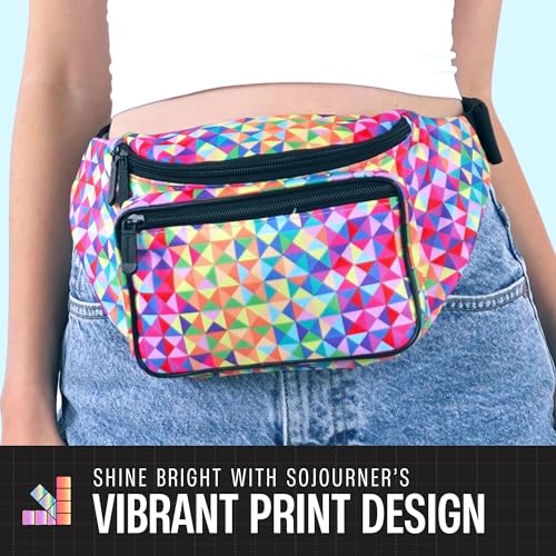 Image of SoJourner Bags Women's and Men's fabric Holographic Rave Fanny Pack for Festival Cute Fashion Waist Belt Bag (Rainbow Raver)