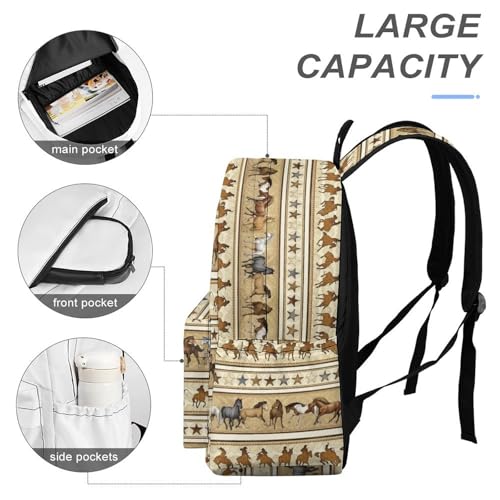 Horse Backpack Daily Commuting Casual Fashion 17 Inch Oxford Cloth Backpack4