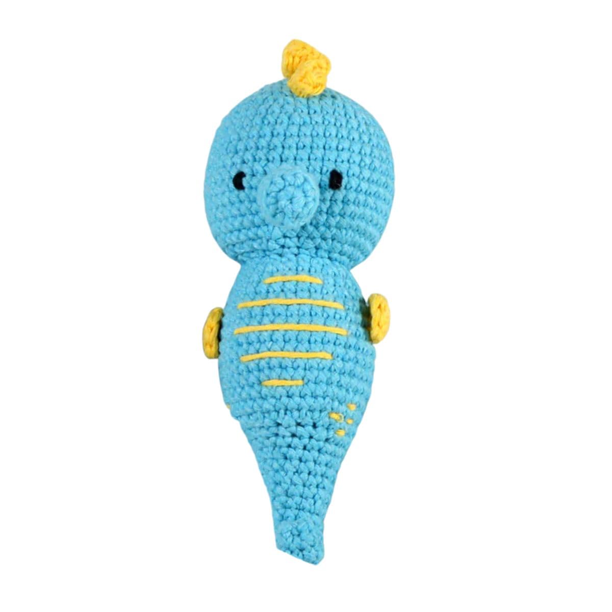 Knitty Critters – Pouch Pals Crochet Kit – Bubbles The Seahorse| Beginner-Friendly Crochet Craft Kit with Recycled Yarn