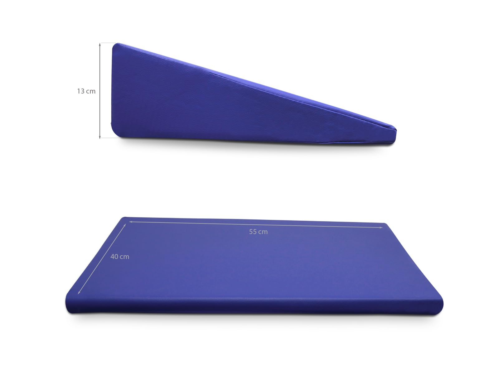 QUIRUMED WELLCORE Cuscino cuneo per massaggio, 40 x 55 x 13 cm, in ecopelle, sfoderabile, imbottitura in schiuma, per yoga, fitness, ergonomico, nero