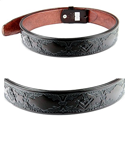 1010006 Genuine Leather Brown Freemason Square Compass Belt Sizes 32-602