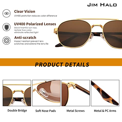 Image of JIM HALO Retro Square Aviator Sunglasses Premium Glass Lens Flat Metal Eyewear Men Women