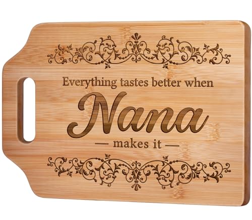 AceThrills Nana Gifts for Nana Birthday Gifts from Grandkids - Engraved Bamboo Cutting Board 12.3'L...