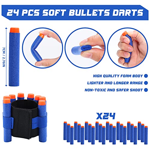 Eaglestone Rocket Shooting Game Toys For 6,7,8,9,10+ Year Old Boys, Kids Toy Gun With 24 Soft Bullets Darts, Shooting Target W/Sound, Light, Wrist Band, Christmas,Birthday Gifts For Kids #TOP5