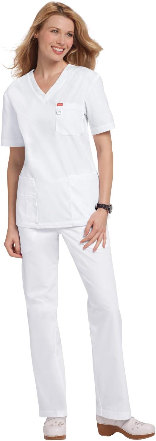 Orange Standard Men's Balboa V-Neck Unisex Scrub Top with Multiple Pockets and D-Ring Medical Shirt