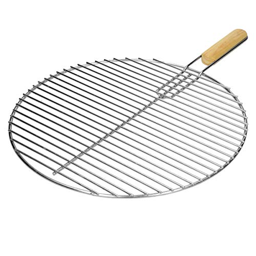 Ecd Germany Parrilla Barbacoa Bbq Con Asa Extraíble - Rejilla De Acero Inoxidable - Ø 44,5 Cm - Resistente A La Corrosión - Incluye Mango De Madera 14Cm - Sólido Y Estable - Fácil De Usar Y Limpiar