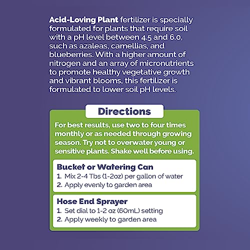 Bloom City\'s Acid-Loving Plant Fertilizer - Soil Acidifier - Perfect Acidic Fertilizer as a Blueberry Fertilizer or Any Acid Loving Plants, Quart (32 oz)
