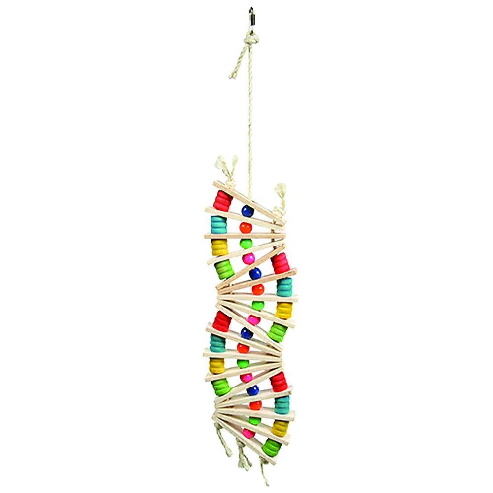 Happy Pet Rainbow Wave Wooden Bird Toy Chewing Climbing Durable Hanging Perch Fun Interactive Exercise Ladder Cage Accessory for Parrots Cockatiels