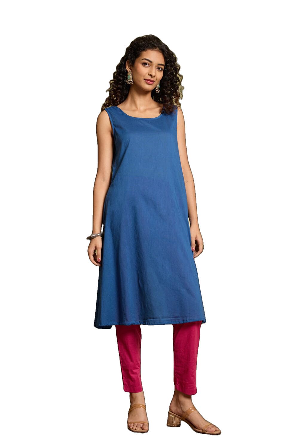 Blue Pure Silk Cotton Mukaish Embroidered Kurta Set with Dupatta(KSAM42XB-Blue-M)-image-46