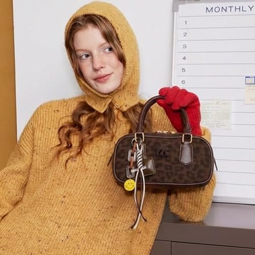 Bolso Boston Leopardo para Mujer en Cuero Sintético Retro Mini Tote miniatura 3
