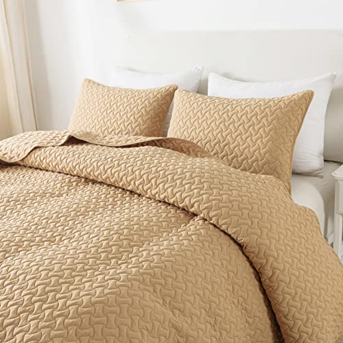 Yellow Queen Size Quilt Bedding Sets With Pillow Shams, Pumpkin Lightweight Soft Bedspread Coverlet, Quilted Blanket Thin Comforter Bed Cover For All Season Spring Summer, 3 Pieces, 90X90 Inches #TOP2