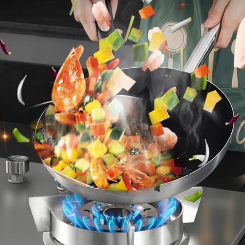 Wok de acero inoxidable 11.8 pulg con mango ergonómico miniatura 6