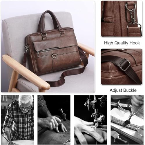 Image of CAVALO - Be Unique Leather Men's Laptop Bag Retro Messsenger Bag Men's Handbag Crossbody Bag Personality Briefcase (upto 14 inch) | Premium PU Leather