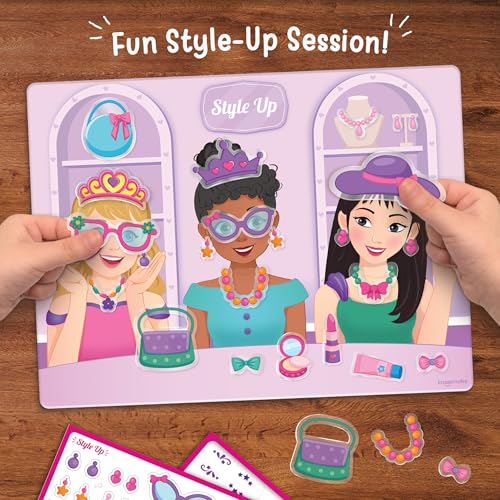Image of Imagimake Reusable Sticker Fun Hair & Makeup Kit | 150+ Waterproof Stickers | Pretend Play Glam Salon & Beauty Styling Boards | Mess-Free Travel Activity | Birthday Gift for Girls Ages 3-6 | Style Your Way with 150+ Stickers | Pretend Play Kids Games Ages 3-5 | Plane Activities for Kids | 3,4,5,6,7,8,9 Year Old