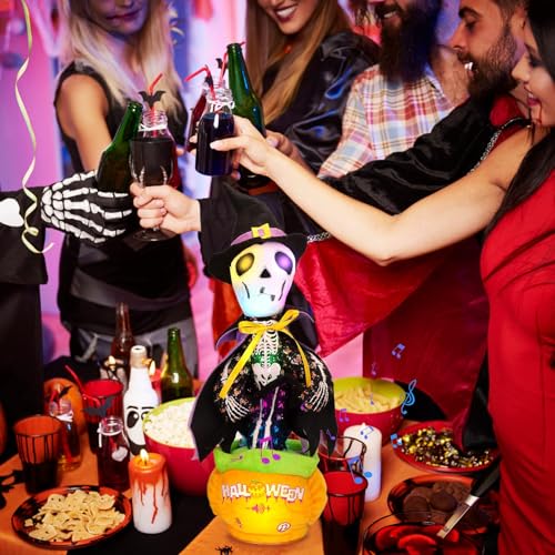Image of Emoin Halloween Skeleton Dancing Cactus Mimicking Toy, Talking Skull Cactus Toy Repeats What You Say,Singing Glowing Halloween Indoor&Outdoor Decorations