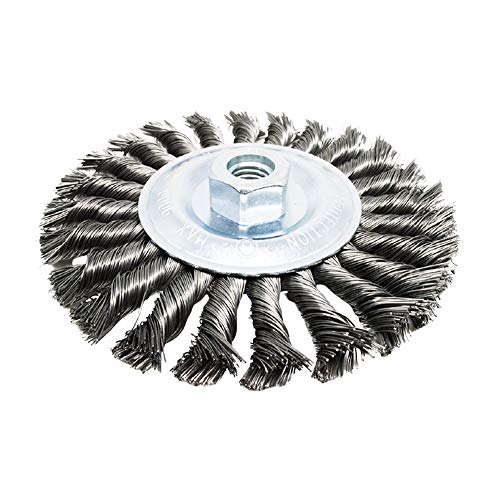 Image of Benchmark Abrasives 6 inch Standard Twist Knot Abrasive Wire Wheel for Angle Grinder with 5 /8 inch-11 Thread, Cleaning Narrow Holes, Drill, Deburring Grinding Wheels - Wire Wheel Attachment - Carbon Steel
