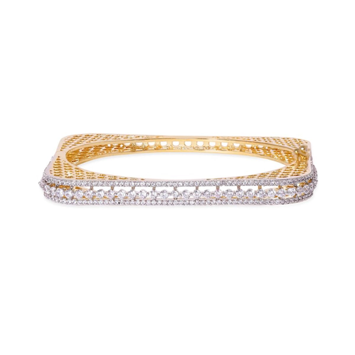 rubans 18K Gold-Plated White Cubic Zirconia Studded Openable Bangle-Style Bracelet for Women & Girls | Perfect for Weddings & Special Occasions-picture-35