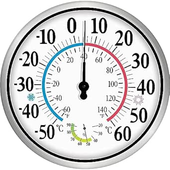 12'' Outdoor Thermometers for Patio - Large Outdoor Thermometer Decorative, Indoor Outdoor Thermometer Wireless No Battery Needed Wall Thermometer for Home Garden Patio