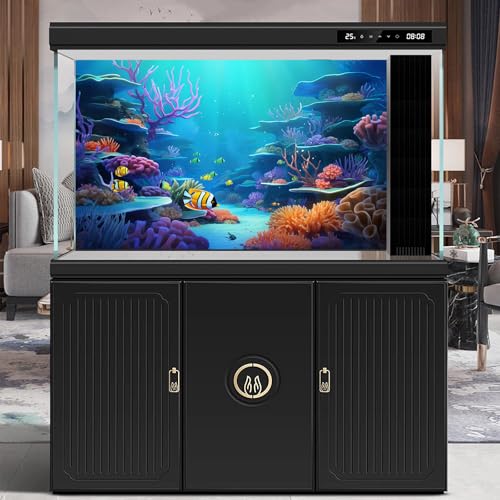 Image of Under The Sea Aquarium Background Tropical Oasis Coral Reef Underwater Marine Life Terrarium Backdrop Deep Ocean with Sunbeams Blue Ocean Fish Tank Background Underwater World Backdrop 30x12in