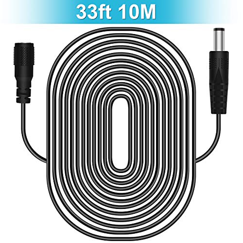Chortau Câble d'extension d'alimentation 10,1 m (10 m) 2,1 mm x 5,5 mm Compatible avec adaptateur universel 12 V DC pour caméra de sécurité Chortau Outdoor