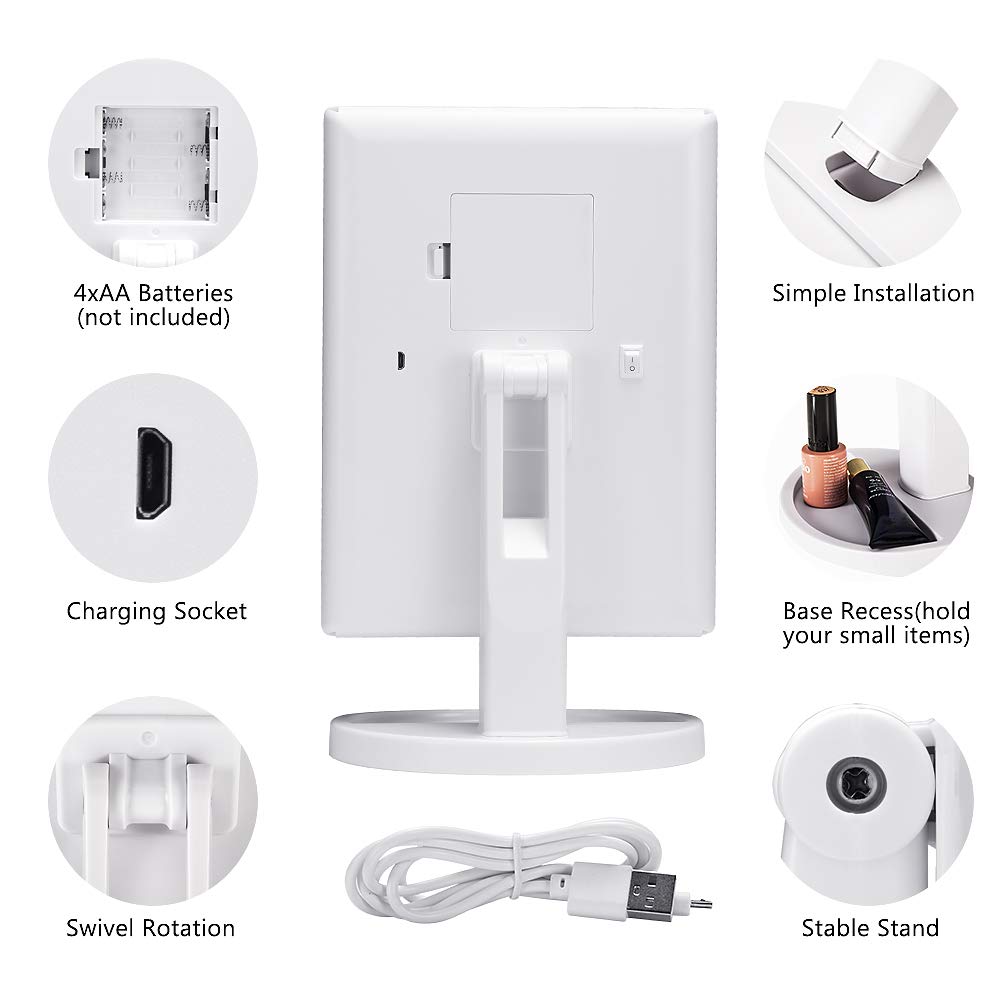 Miroir Maquillage, 33 LED 3 Modes Miroir Maquillage Lumineux, Miroir Lumineux Avec Ecran Tactile