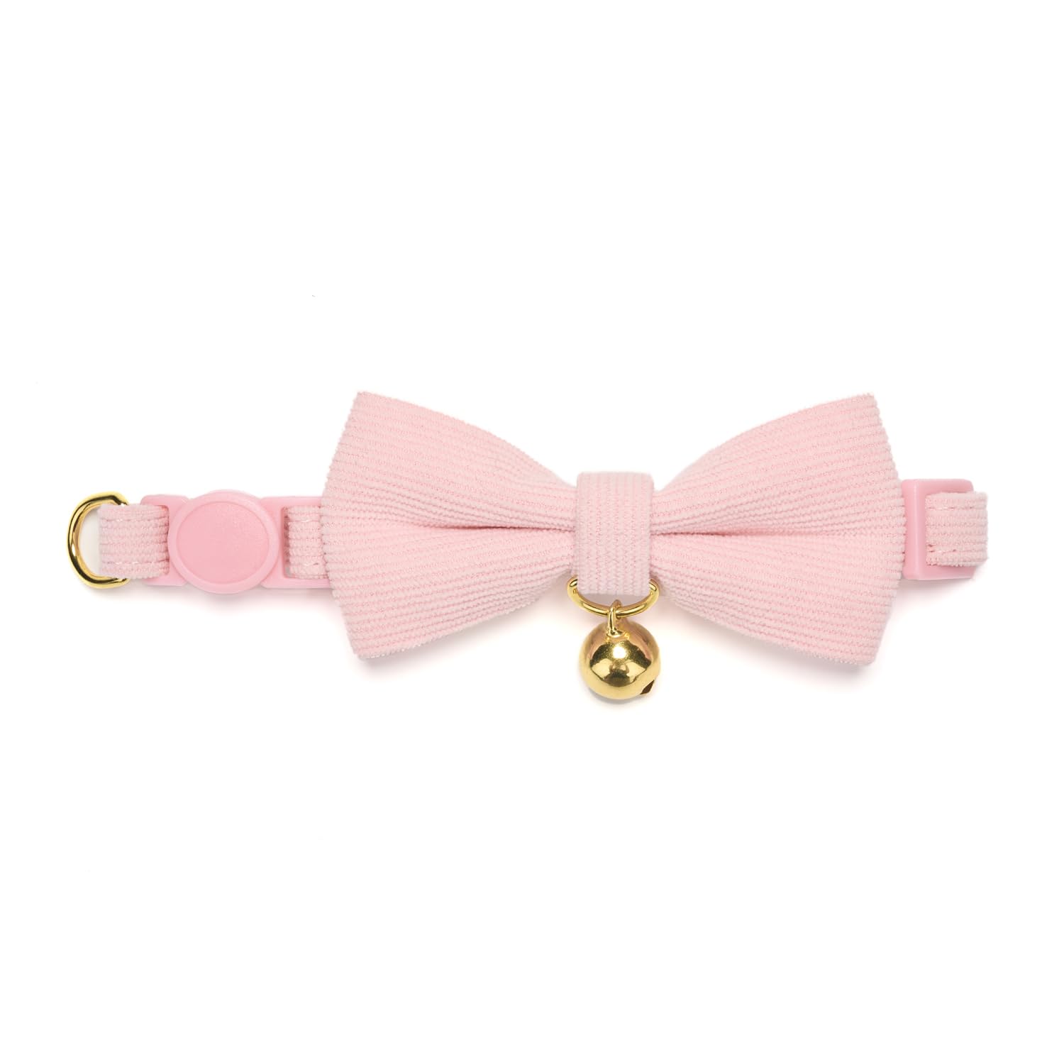 YUDOTE Ultra-soft Collar Natural Cotton Corduroy Made for Cats with Sensitive Skin,Lightweight Kitten Collars with Quick-release Buckle and Removeable Bow-tie,Light Pink Pack of 1 — view 4