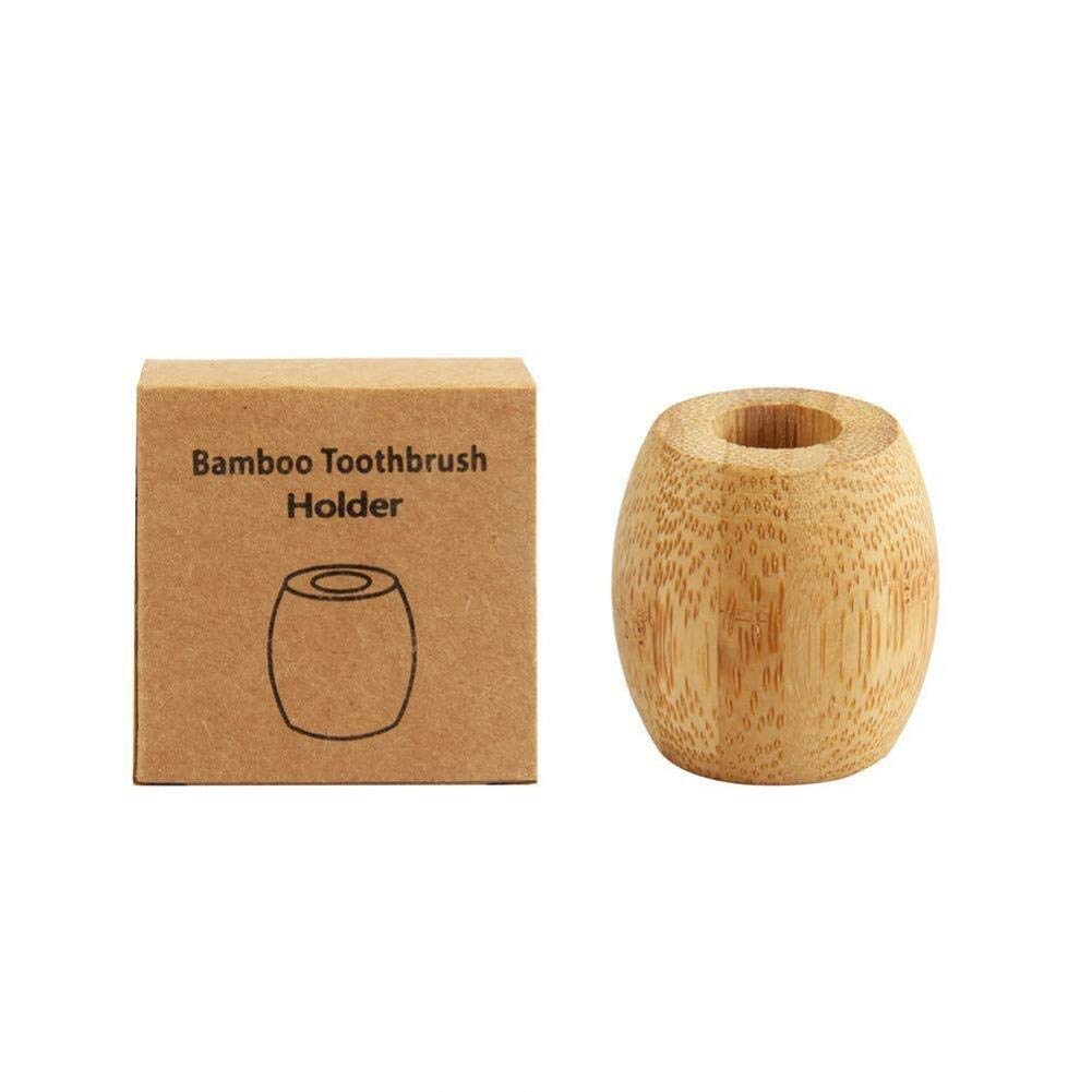 Relaxdays tandenborstelhouder, bamboe, vierkant, natuurlijk design, HxBxD 11 x 6,5 x 6,5 cm, badkamer beker, naturel
