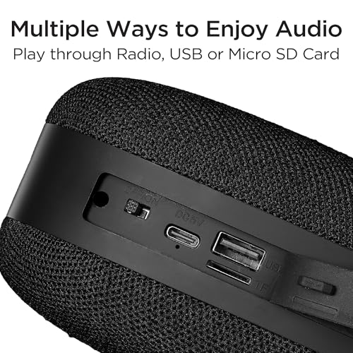 iHome Bluetooth Speaker with FM Radio, Micro SD Card and USB Inputs, Portable Speaker with 30 Hour Battery Life (iBT330)