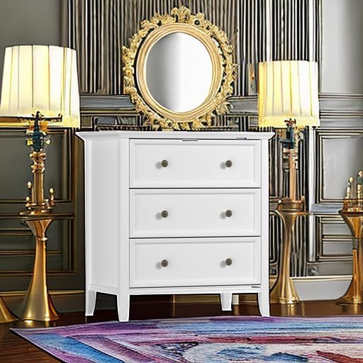 IKENO Solid Wood Nightstand with 3 Drawers and Power Outlet, Tall Bedside Cabinet 16.7" D x 27.6" W x 29.5" H, Single Unit for Bedroom, White - Image 5