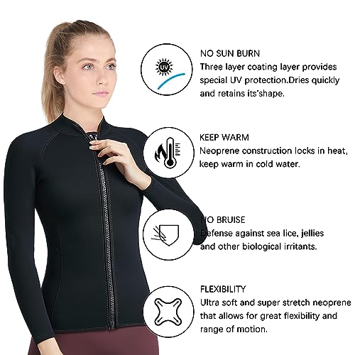 Chaqueta y pantalones para mujer de neopreno de 2mm, manga larga, para natación, surf, buceo, esnórquel y deportes acuáticos (Talla M) miniatura 7