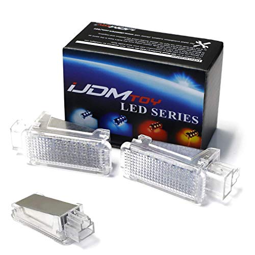 iJDMTOY (2) Full LED Door Courtesy Lamp Assy Compatible With Volkswagen, Audi A3 A4 A5 A6 A7 S3 S4 S5 S6 S7 Q5 Q7 TT, Porsche, OEM Replacement, 18-SMD Xenon White LED Lights & CAN-bus Error Free
