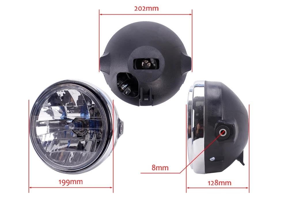 Para 7 "35W 12V Universal Motocicleta Faro LED Redondo H4 Bombilla Lente Transparente 7,8" Luz De Carreras (1 piece Black)