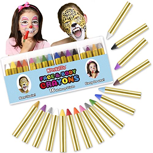 16-Makeup Sticks Face Painting Kit For Kids I Face Painting Kit Professional Makeup Set I Body Paints For Adults & Toddlers Markers Set I Perfect Body Makeup Washable Paint For Birthday Girls & Boys #TOP1