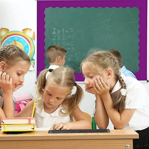 Image of Whaline 65.6 Ft Purple Bulletin Board Borders 4 Rolls Purple Series Die-Cut Board Trim for Back to School Classroom Office Chalkboard