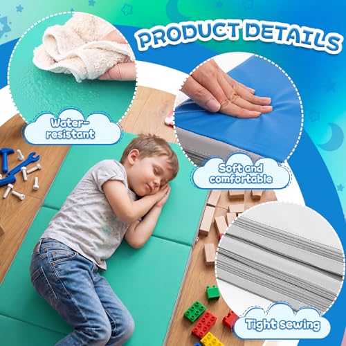 Image of Wesiti 5 Pcs Folding Kids Nap Mats for Preschool Daycare, 3 Section Folding Rest Mats Sleeping for Kids Toddler Nap 1 Inch Thick, Kindergarten School Classroom Supplies (Fresh)