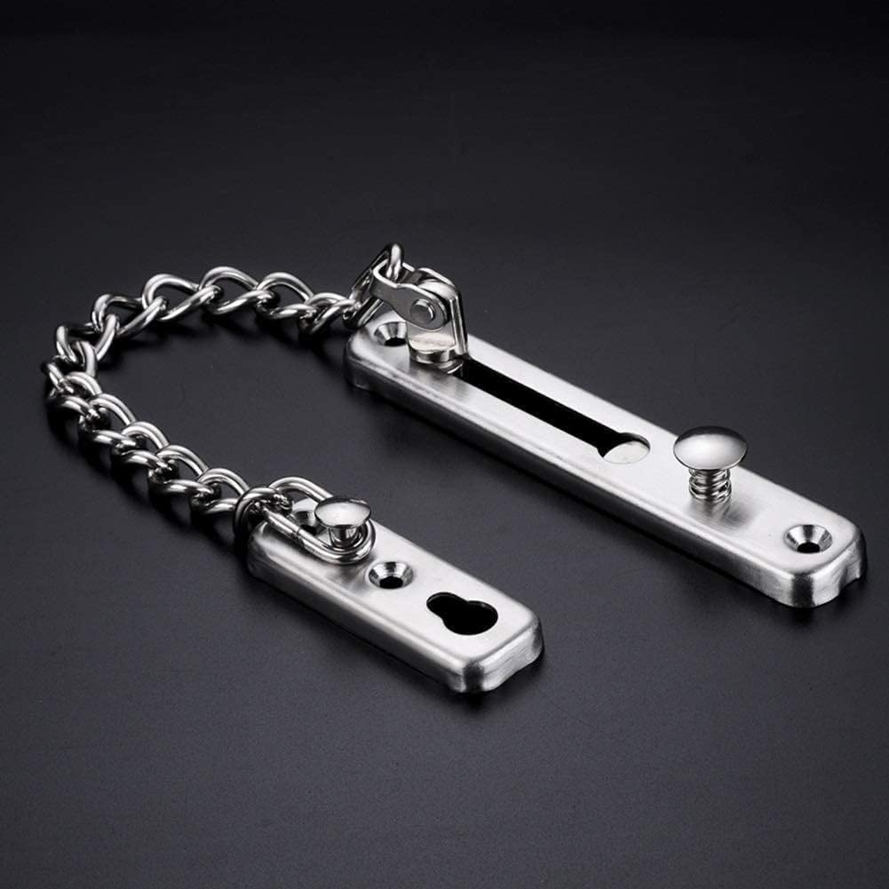 SFJSFIMQ Door Safety Chain, Latches Lock,Standard Security Anti-Theft Stainless Steel Front Limiter External Restrictor Design to Fit All Types Sizes Secure