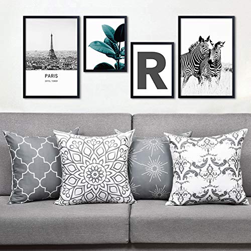 Fascidorm Throw Pillow Covers Modern Decorative Throw Pillow Case Cushion Case For Room Bedroom Room Sofa Chair Car, Grey And White, 18 X 18 Inch #TOP1