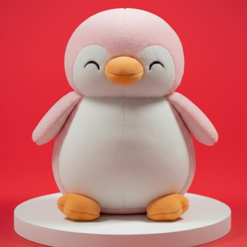 Penguin Plushie Soft Toys 20cm | Adorable Plush Toys for Boys, Girls and Kids | Kawaii Cute Animal Toy for Cuddles, Gifts & Room Decor | Perfect for Birthday Gift, Christmas Gift, New Year (Baby Pink)