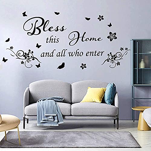 Wall Stickers for Living Room Wall Decor Kitchen Quote Bless This Home and All Who Enter Kitchen Vinyl Wall Quote Art Dining Room Entryway and Bedroom Wall Decal Home CASADECOR.